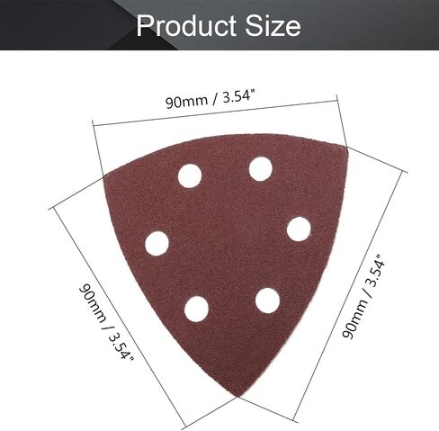 Utoolmart 120 Grits 3-1/2 Inch 90mm Triangular Hook & Loop Multitool Sandpaper for Wood Sanding Fit 3.5 Inch Oscillating Multi Tool Sanding Pad 6 Holes, 15pcs in Saudi Arabia
