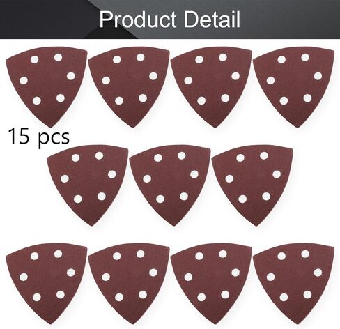 Utoolmart 120 Grits 3-1/2 Inch 90mm Triangular Hook & Loop Multitool Sandpaper for Wood Sanding Fit 3.5 Inch Oscillating Multi Tool Sanding Pad 6 Holes, 15pcs in Saudi Arabia