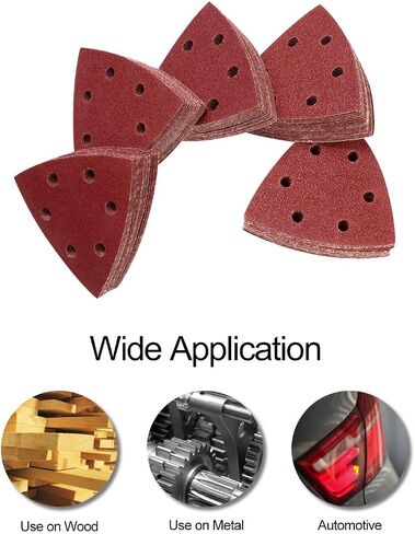 Utoolmart 120 Grits 3-1/2 Inch 90mm Triangular Hook & Loop Multitool Sandpaper for Wood Sanding Fit 3.5 Inch Oscillating Multi Tool Sanding Pad 6 Holes, 15pcs in Saudi Arabia