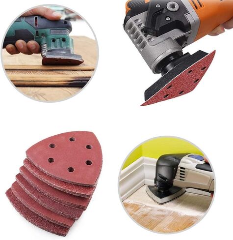Utoolmart 120 Grits 3-1/2 Inch 90mm Triangular Hook & Loop Multitool Sandpaper for Wood Sanding Fit 3.5 Inch Oscillating Multi Tool Sanding Pad 6 Holes, 15pcs in Saudi Arabia