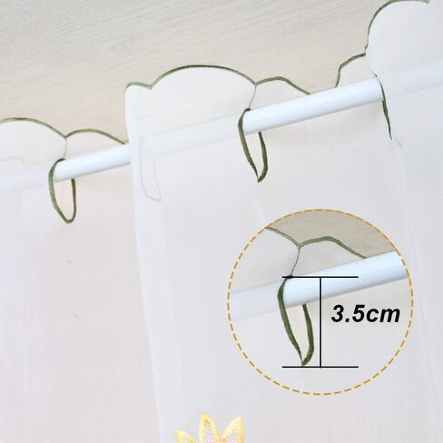 ستارة قصيرة من ZHH مطرزة عليها زهرة عباد الشمس شبه شفاف كافيه المطبخ قصيرة نمط رعوي نافذة الستارة H 23 بوصة × عرض 59 بوصة، قاعدة صفراء in Kuwait