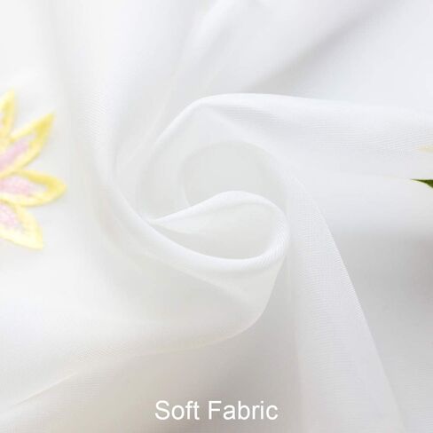 ستارة قصيرة من ZHH مطرزة عليها زهرة عباد الشمس شبه شفاف كافيه المطبخ قصيرة نمط رعوي نافذة الستارة H 23 بوصة × عرض 59 بوصة، قاعدة صفراء in Kuwait