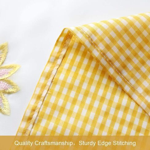 ستارة قصيرة من ZHH مطرزة عليها زهرة عباد الشمس شبه شفاف كافيه المطبخ قصيرة نمط رعوي نافذة الستارة H 23 بوصة × عرض 59 بوصة، قاعدة صفراء in Kuwait