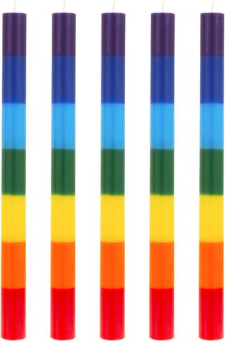 Mega Candles 5 pcs Unscented Multi Color Chakra Straight Taper Candle, Hand Poured Premium Wax Candles 10 Inch x 1 Inch, 100% Cotton Wick, Promotes Positive Energy, Meditation & Relaxation in Saudi Arabia