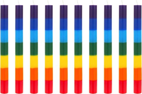 Mega Candles 5 pcs Unscented Multi Color Chakra Straight Taper Candle, Hand Poured Premium Wax Candles 10 Inch x 1 Inch, 100% Cotton Wick, Promotes Positive Energy, Meditation & Relaxation in Saudi Arabia
