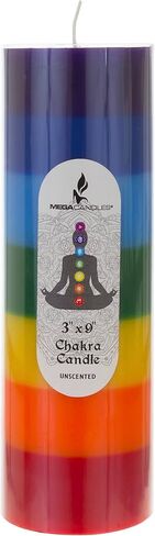 Mega Candles 5 pcs Unscented Multi Color Chakra Straight Taper Candle, Hand Poured Premium Wax Candles 10 Inch x 1 Inch, 100% Cotton Wick, Promotes Positive Energy, Meditation & Relaxation in Saudi Arabia