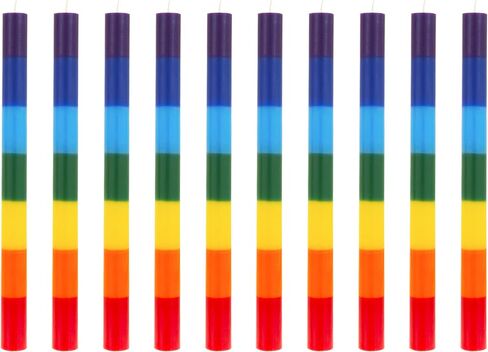 Mega Candles 5 pcs Unscented Multi Color Chakra Straight Taper Candle, Hand Poured Premium Wax Candles 10 Inch x 1 Inch, 100% Cotton Wick, Promotes Positive Energy, Meditation & Relaxation in Saudi Arabia