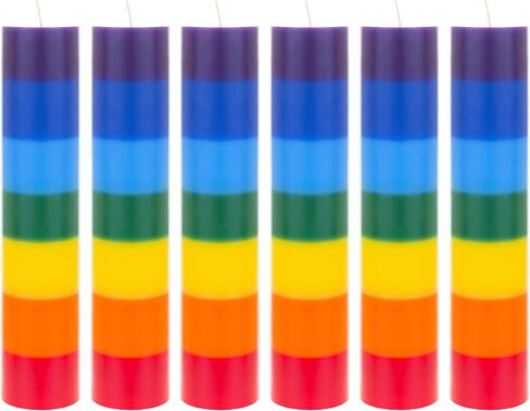 Mega Candles 5 pcs Unscented Multi Color Chakra Straight Taper Candle, Hand Poured Premium Wax Candles 10 Inch x 1 Inch, 100% Cotton Wick, Promotes Positive Energy, Meditation & Relaxation in Saudi Arabia