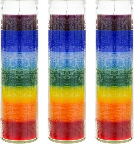 Mega Candles 5 pcs Unscented Multi Color Chakra Straight Taper Candle, Hand Poured Premium Wax Candles 10 Inch x 1 Inch, 100% Cotton Wick, Promotes Positive Energy, Meditation & Relaxation in Saudi Arabia