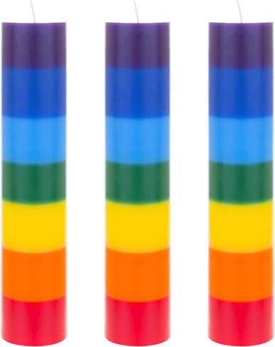 Mega Candles 5 pcs Unscented Multi Color Chakra Straight Taper Candle, Hand Poured Premium Wax Candles 10 Inch x 1 Inch, 100% Cotton Wick, Promotes Positive Energy, Meditation & Relaxation in Saudi Arabia