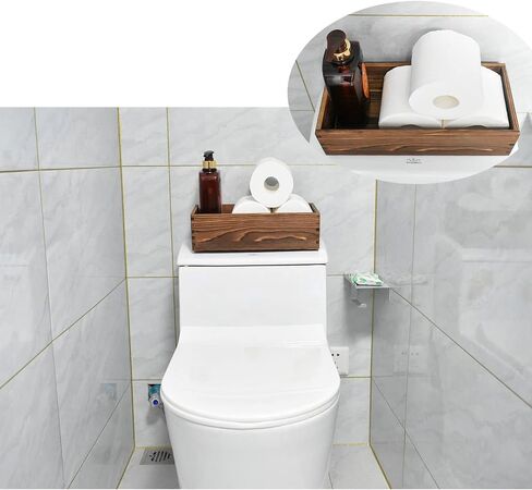 Farmhouse Rustic Bathroom Decor Box Funny Toilet Paper Tank Storage Basket, Toilet Paper Holder Wooden Decorative Box Perfect for Kitchen Table Countertop Utensil Farmhouse (Brown) in Saudi Arabia