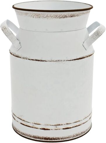 WHHOME Shabby Chic Classy تصميم علبة حليب أسود مطلي باللمسات المجلفن المعدني مزهرية الريفية البدائية حامل الزهور الزخرفية البدائية، 7.8 بوصة ارتفاع in Kuwait