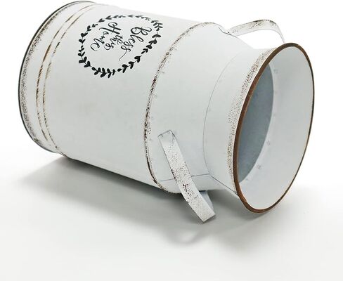 WHHOME Shabby Chic Classy تصميم علبة حليب أسود مطلي باللمسات المجلفن المعدني مزهرية الريفية البدائية حامل الزهور الزخرفية البدائية، 7.8 بوصة ارتفاع in Kuwait