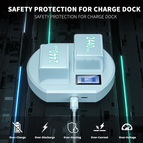 Taken Charger Station for Arlo Pro & Arlo Pro 2 Security Battery, Dual Replacement Battery Charger with Micro USB & Type C Charger Port in Kuwait