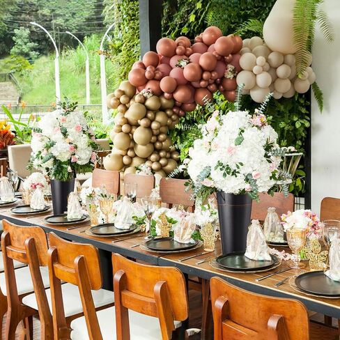 8 Pcs 13.78 Inch Wedding Galvanized Tall Metal Vases Farmhouse Flower French Bucket with Handle Non Waterproof Rustic Wedding Centerpieces Decorations for Vintage Home Dry Floral Table(Black) in Saudi Arabia