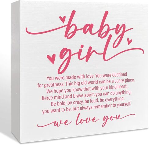 Nursery Room Wooden Box Sign, You Were Made with Love, Inspirational Nursery Girls Bedroom Desk Decor, Motivational Kids Room Nursery Decoration, Nursery Baby Shower Gifts for Newborn Baby Girls in Saudi Arabia