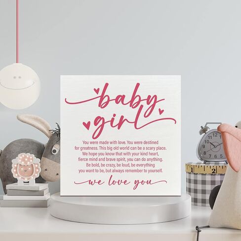 Nursery Room Wooden Box Sign, You Were Made with Love, Inspirational Nursery Girls Bedroom Desk Decor, Motivational Kids Room Nursery Decoration, Nursery Baby Shower Gifts for Newborn Baby Girls in Saudi Arabia