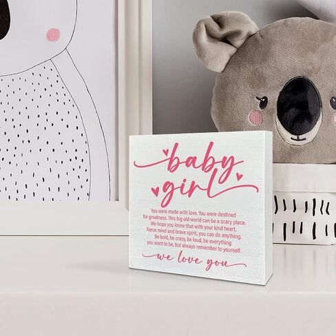 Nursery Room Wooden Box Sign, You Were Made with Love, Inspirational Nursery Girls Bedroom Desk Decor, Motivational Kids Room Nursery Decoration, Nursery Baby Shower Gifts for Newborn Baby Girls in Saudi Arabia