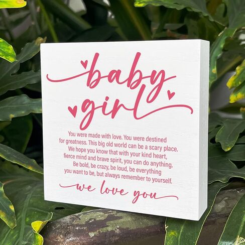 Nursery Room Wooden Box Sign, You Were Made with Love, Inspirational Nursery Girls Bedroom Desk Decor, Motivational Kids Room Nursery Decoration, Nursery Baby Shower Gifts for Newborn Baby Girls in Saudi Arabia