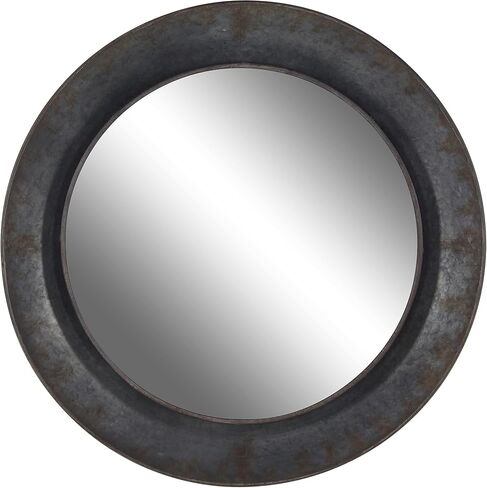 Deco 79 Metal Round Wall Mirror, 35" x 4" x 35", Gray in Saudi Arabia