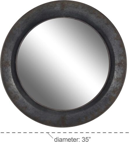 Deco 79 Metal Round Wall Mirror, 35" x 4" x 35", Gray in Saudi Arabia