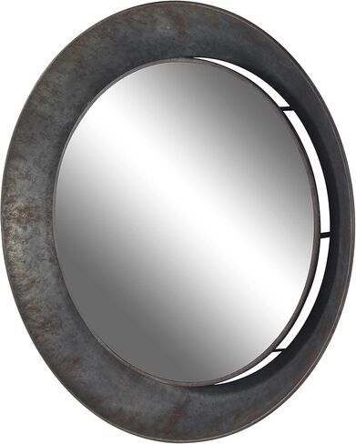 Deco 79 Metal Round Wall Mirror, 35" x 4" x 35", Gray in Saudi Arabia