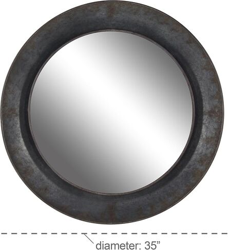 Deco 79 Metal Round Wall Mirror, 35" x 4" x 35", Gray in Saudi Arabia