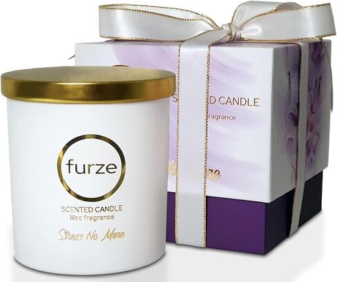 Stress No More | Premium Quality Scented Candle | Highly Scented with Fascinating Lilac Fragrance | 12.3oz 100% Natural Soy Wax | 50H Long Burning Time | Scented Candles Gifts for Women & Men in Saudi Arabia