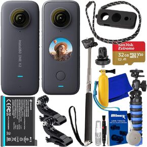 Insta360 ONE X2 مع حزمة الحركة: تتضمن الحزمة - بطاقة SanDisk Extreme MicroSDHC بسعة 32 جيجابايت، وعصا سيلفي/أحادية، ومقبض يد عائم، وحامل ثلاثي القوائم مقاس 12 بوصة، وحقيبة حمل، وغير ذلك الكثير in Saudi Arabia
