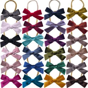 Sugarmelon Velvet Hair Bows and Headbands Baby Girl Soft Stretchy Nylon Hairbands Elastic Hair Bands for Newborn Infant Toddlers Bow Headband (3.5'' Classic 12 PCS) in Saudi Arabia