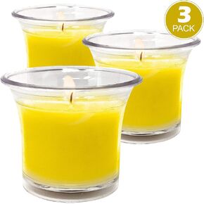 HYOOLA Clear Cup Scented Votive Candles - Citronella - 12 Hour Burn Time - 4 Pack - European Made in Kuwait