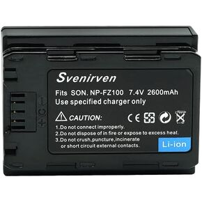 Svenirven 2600mAh NPFZ100 حزمة بطارية قابلة للشحن لسوني NP-FZ100 وسوني FX3، a1، a9، a9 II، a7R III، a7C، a7S III، a7 III، a7 IV، a6600 in Kuwait