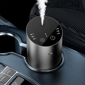 ناشر روائح الزيوت العطرية بدون ماء، ناشر روائح السيارة فائق الهدوء يعمل بالبطارية اللاسلكية، جهاز هواء صغير للعلاج بالروائح العلاجية، موزع روائح 1/2/3 ساعات/3 مستويات رذاذ متواصلة - رمادي داكن in Kuwait