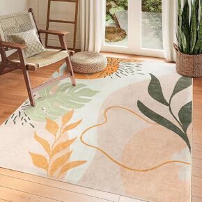 سجادة ComiComi قابلة للغسل - سجاد منطقة مقاومة للبقع لغرفة المعيشة، سجادة غرفة نوم Morandi، سجاد منطقة حديثة قابل للغسل (TPR65-Green، 5'x7') in Kuwait