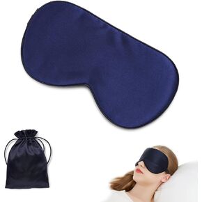 Sleep Eye Mask in Gift Box - Super Smooth 100% Silk Sleeping Masks for Women Men Kids, Comfortable Eye Covers, Perfect Light Proof, Pressure Free (Navy Blue)