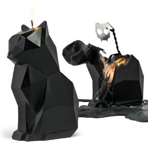 PyroPet Kisa Cat Candle (White) - The Original Cat Candle with Metallic Skeleton | Halloween Decor | Unique Gift for Cat Lovers | 20-Hr Burn Time | Dimensions: 6.7x2.9x4.5 in