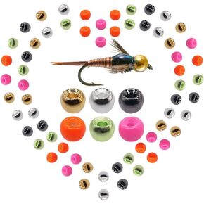 XFISHMAN Fly-Tying-Beads-Brass-Beads-Heads تشكيلة 180 حزمة من مواد ربط الذبابة حورية الصيد in Kuwait