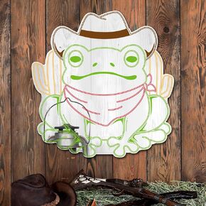 Cowboy Frog Mirror Wall Decor Playful Mirror Decoration for Aesthetic Rooms Adhesive Acrylic Mirror Sign for Man Cave Game Room Birthday Christmas Housewarming Gift (11.4 * 11.8 in) in Kuwait