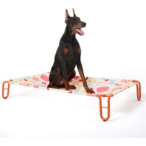 Pawaii Elevated Cooling Outdoor Dog Bed, Cooling Raised Dog Cot, Portable Indoor & Outdoor Raised Dog Bed with Anti-Slip Bases, Easy Installation (37 x 26 x 7 Inches, Dark Style) in Kuwait