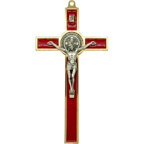 Small Saint Benedict Wall Cross | Patron Saint of Students | 5.75" Tall | Gold-Tone Accents | Great Catholic Gift for Baptism, First Holy Communion, and Confirmation | Christian Home Décor (Black) in Kuwait