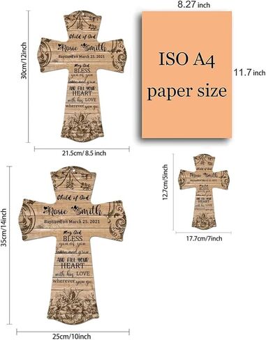 صليب خشبي من CALUOHO مرسومة يدويًا على شكل زهور سيراميك ملهمة من الزجاج الملون للمنزل والمزرعة وغرفة النوم وغرفة المعيشة وديكور الحائط هدية 5 × 7 بوصة in Kuwait