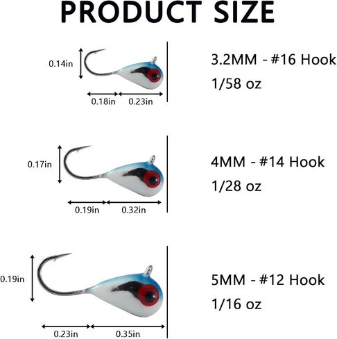 BASSDASH Tungsten Ice Fishing Jigs with Glowing Paint Fishing Lures for Winter Ice Jigging Crappie Bluegill, 6-Pack in Saudi Arabia