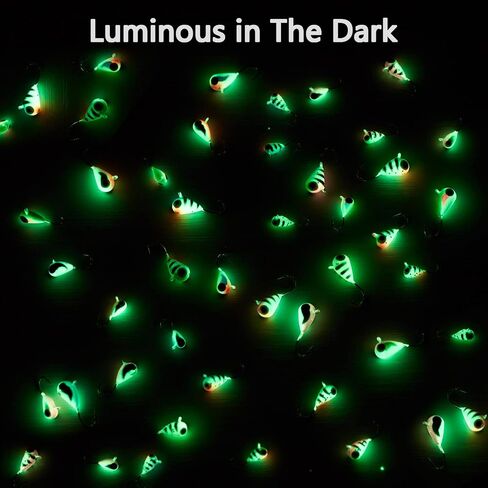 BASSDASH Tungsten Ice Fishing Jigs with Glowing Paint Fishing Lures for Winter Ice Jigging Crappie Bluegill, 6-Pack in Saudi Arabia
