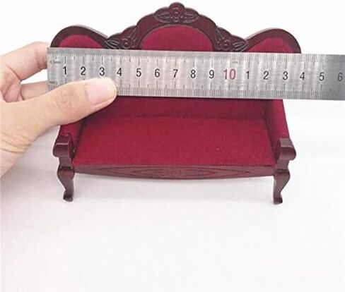 EatingBiting 1:12 Miniature Living Room Furniture Vintage Red Wooden Sofa Armchair Couch Table 3pcs Set Sofa + 2 Chairs in Saudi Arabia