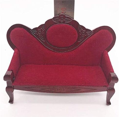 EatingBiting 1:12 Miniature Living Room Furniture Vintage Red Wooden Sofa Armchair Couch Table 3pcs Set Sofa + 2 Chairs in Saudi Arabia