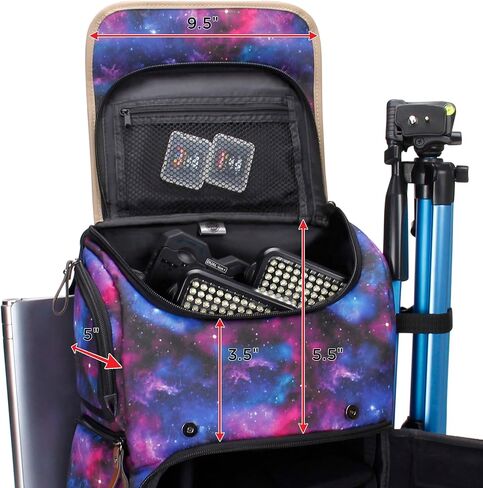 حقائب ظهر للكاميرا بالحجم الكامل من GOgroove للمصورين الفوتوغرافيين (Galaxy) - حقيبة ظهر للكاميرا DSLR مع مساحة كمبيوتر محمول مقاس 15.6 بوصة، وتخزين الملحقات، وحامل حامل ثلاثي الأرجل، وحقيبة كاميرا مقاومة للماء لكاميرا Canon EOS REBEL T7 والمزيد in Kuwait