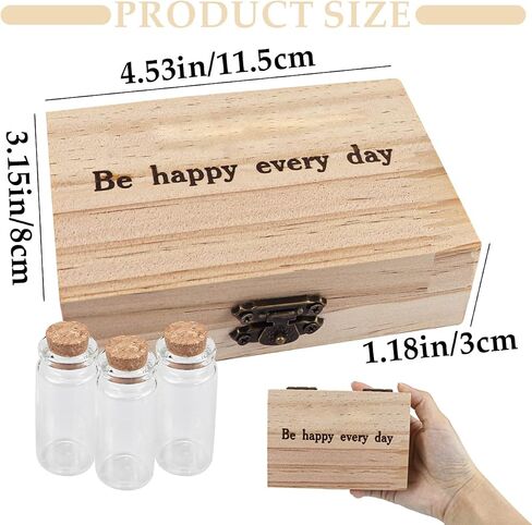 DOERDO Baby Tooth Box Umbilical Cord Keepsake Box Hair Collection Box with 3 Glass Bottles Kids Souvenir Storage Box to Keep the Childwood Memory, 4.5"x3.1" in Saudi Arabia