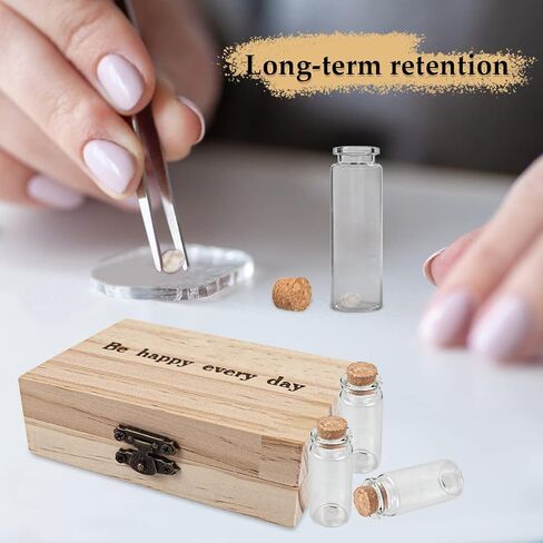 DOERDO Baby Tooth Box Umbilical Cord Keepsake Box Hair Collection Box with 3 Glass Bottles Kids Souvenir Storage Box to Keep the Childwood Memory, 4.5"x3.1" in Saudi Arabia