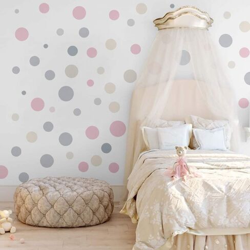 Runtoo Colorful Polka Dot Wall Decals Boho Modern Abstract Wall Art Stickers Circle Window Clings Living Room Girls Bedroom Kids Nursery Home Decor in Saudi Arabia