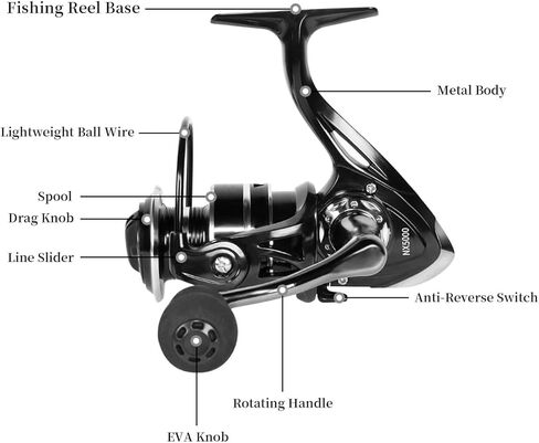 Fishing Spinning Reels, Size 5000 Gear Ratio 5.2:1 Right/Left Hand Fishing Wheels 13+1BB Max Drag 8KG for Freshwater Saltwater in Kuwait